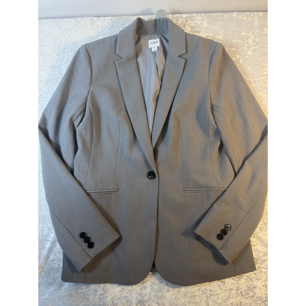J Crew Womens Blazer Size 4 Gray Tailored Single Button Career Office Business